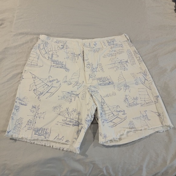 Polo Sport Sailboat Shorts Mens 38‎ White Sailing Nautical All Over Print - Picture 2 of 9
